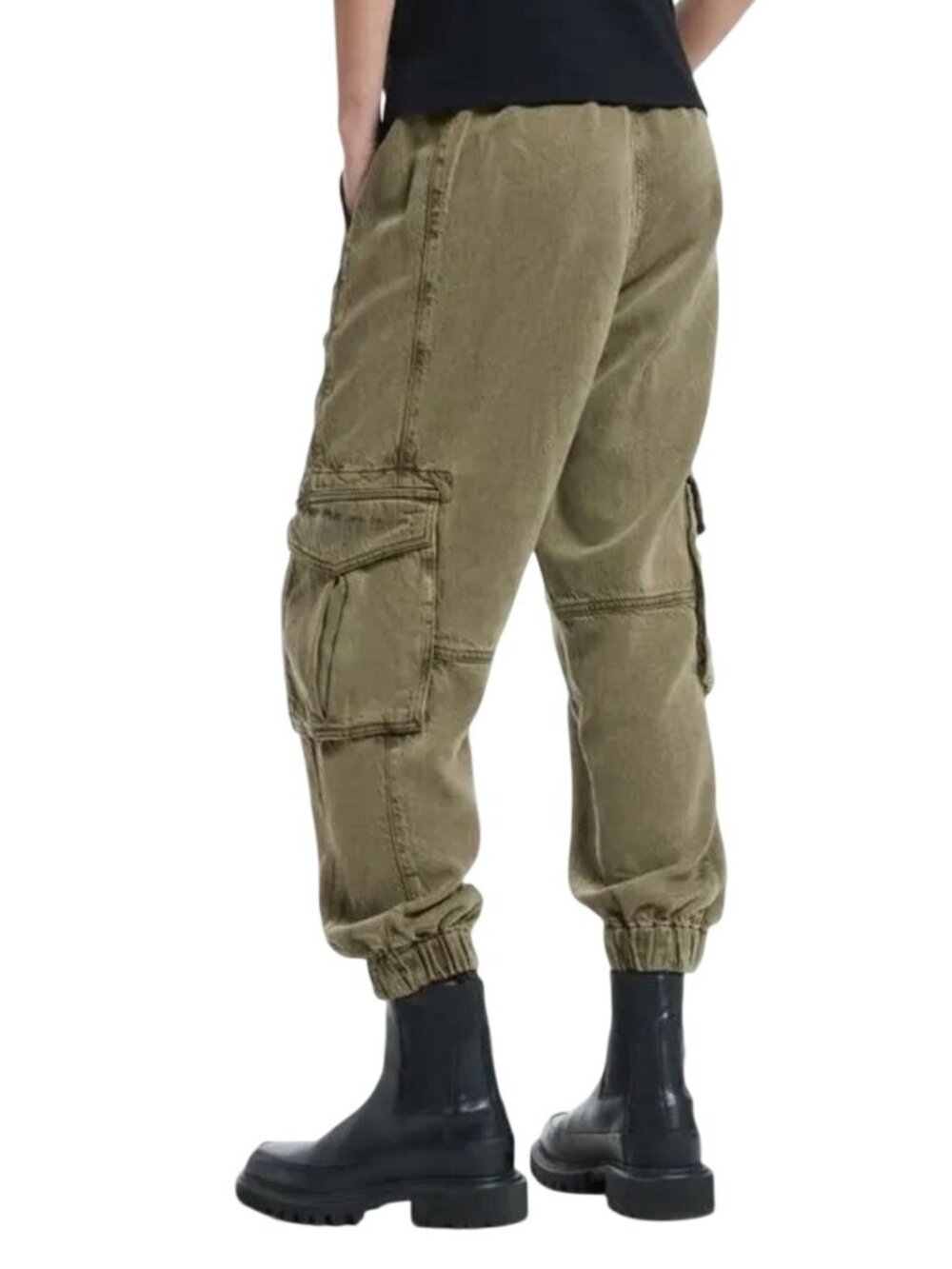 AllSaints "Frieda Denim Trouser" Cargo Jogger Womens 6 Light Olive Green Lyocell - Picture 16 of 16